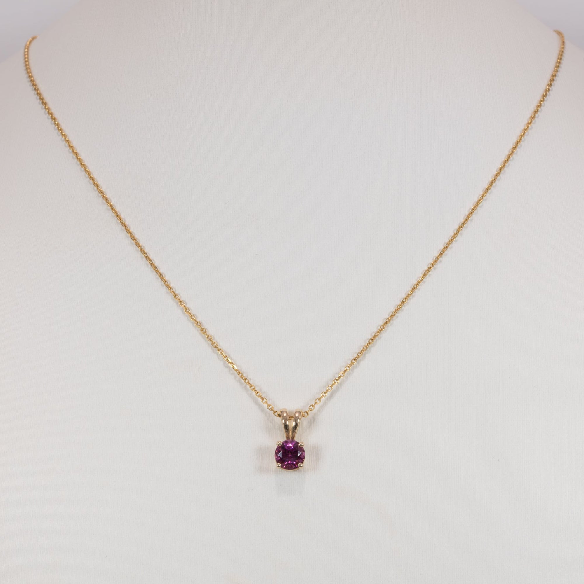 14K yellow gold rhodolite garnet pendant