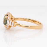 Seren 14k Solid Gold Demantoid Ring with Natural Diamond Halo | Round, 7mm