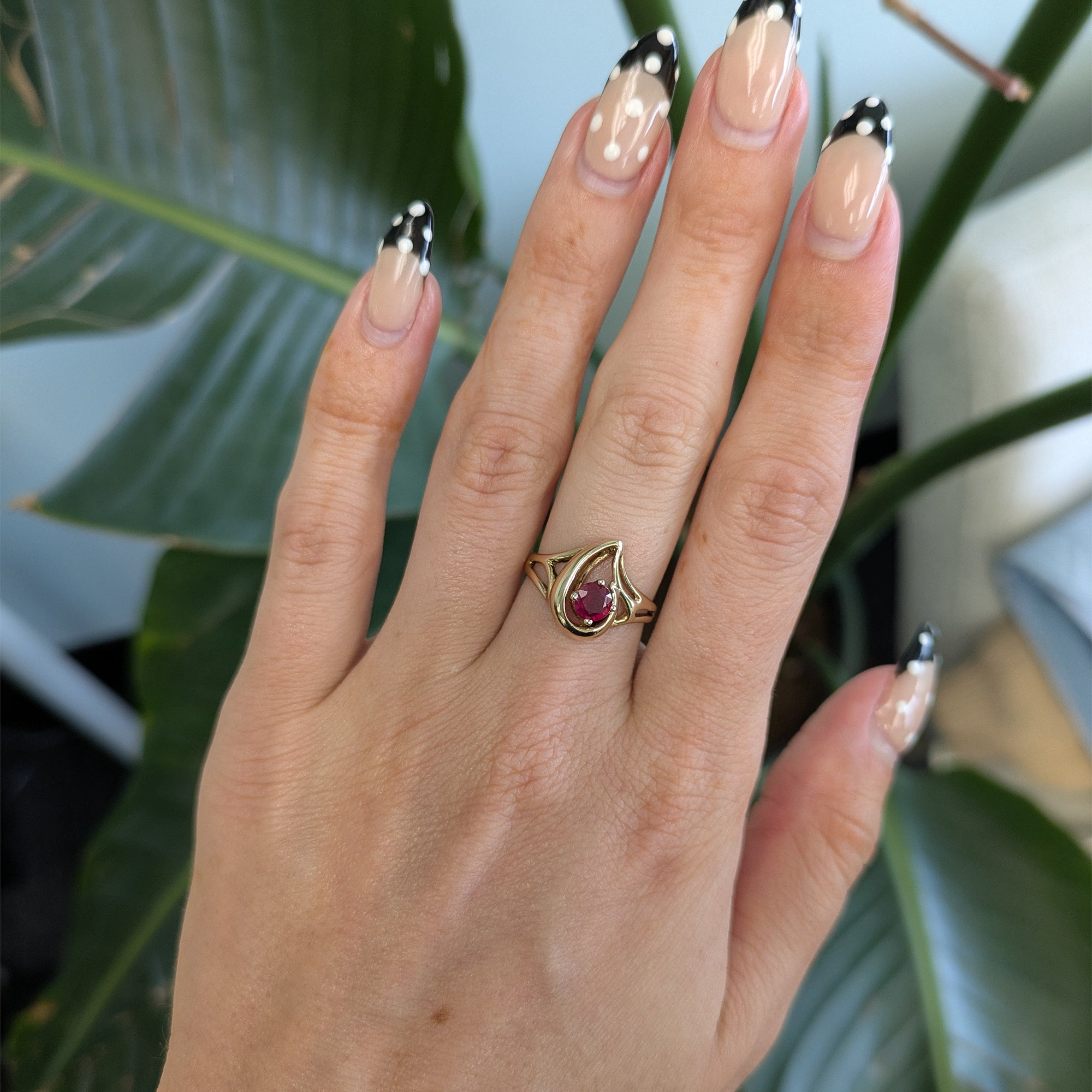 14K yellow gold Madagascar ruby estate ring