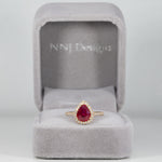 14K yellow gold GIA Mozambique ruby ring with diamond accents
