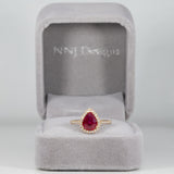 14K yellow gold GIA Mozambique ruby ring with diamond accents