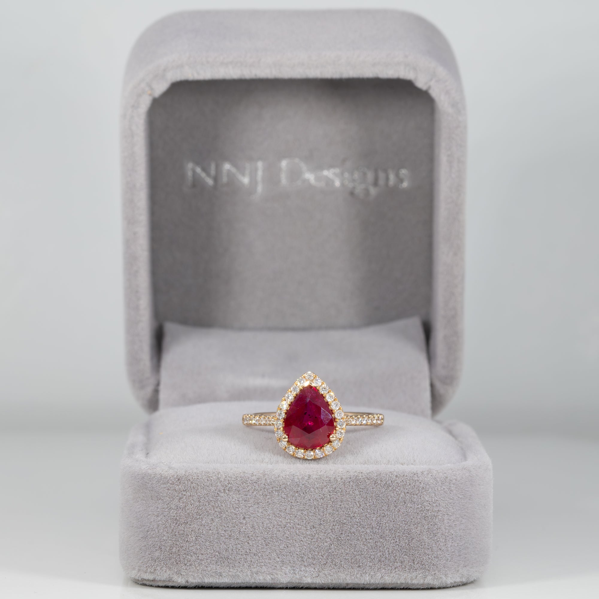 14K yellow gold GIA Mozambique ruby ring with diamond accents