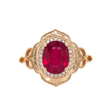 Eliora 14K Yellow Gold Madagascar Ruby and Diamond Ring | OV 10x8mm