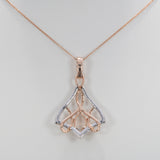 14K white & rose gold diamond semi-mount pendant