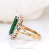Anusha 14K Yellow and White Gold AAA Indicolite Tourmaline and Diamond Ring | CU 15.5x6mm