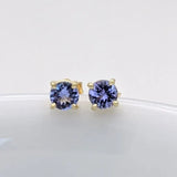 Four Prong Round Tanzanite Solitaire Stud Earrings