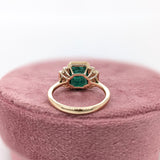 3ct Emerald Ring w Earth Mined Diamonds in Solid 14K Yellow Gold | EM 10x8mm