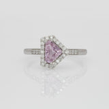 Elegant Pink Sapphire Ring with Natural Diamond Accents – Solid 14K Gold Trillion Cut Fine Jewelry Statement Design