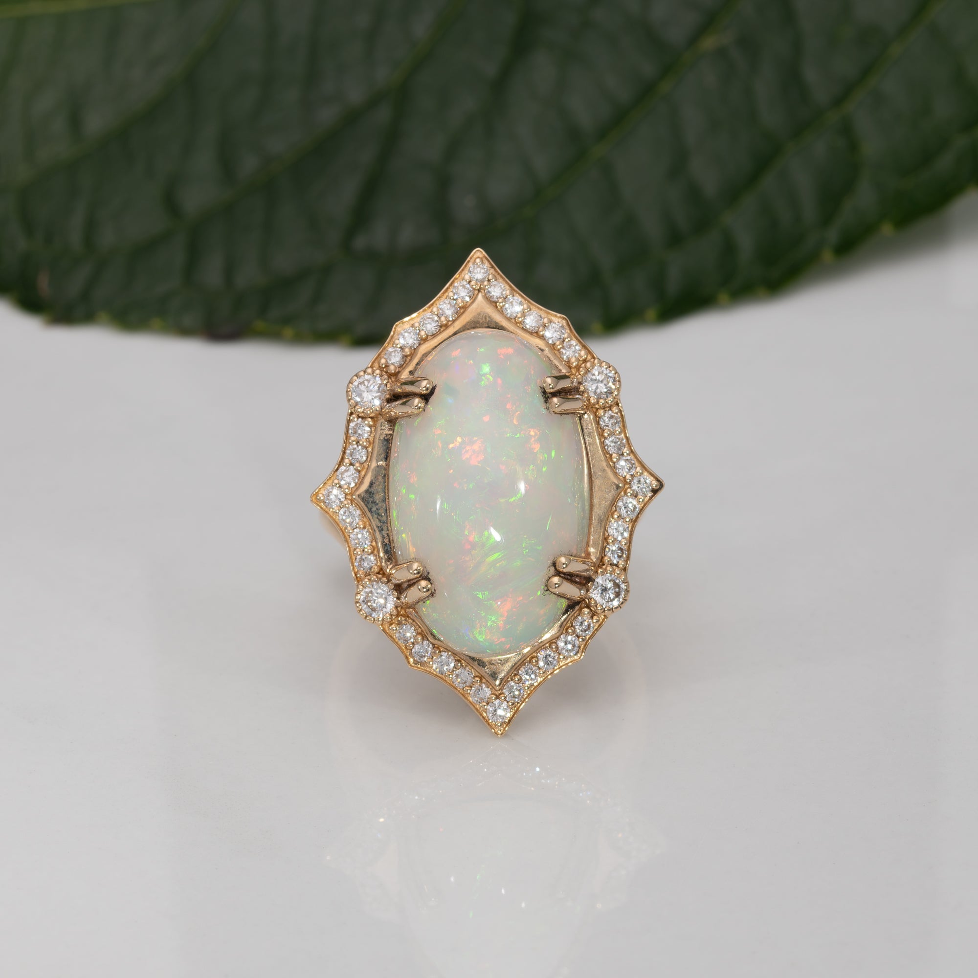 14K yellow gold ethiopian opal ring