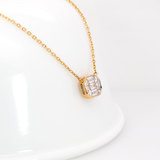 Lab Grown Diamond Necklace in Solid 18K Gold with Attached Chain