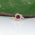 14K yellow gold purple garnet estate ring