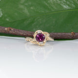 14K yellow gold purple garnet estate ring