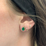 Lyila 14K Gold 1.4cts Emerald Solitaire Stud Earrings | Oval 7x5mm