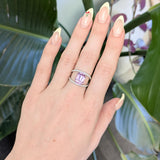 6.2Ct Natural Kunzite Ring with Earth Mined Diamond Accents – Lavender Pink Gemstone Fine Jewelry Statement Ring
