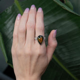 7.5Ct Black Opal Ring with Natural Diamond Accents: Solid 14K Gold, 19x12.5mm