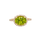 Priyal 14K Yellow Gold Peridot and Diamond Ring | OV 10x8mm