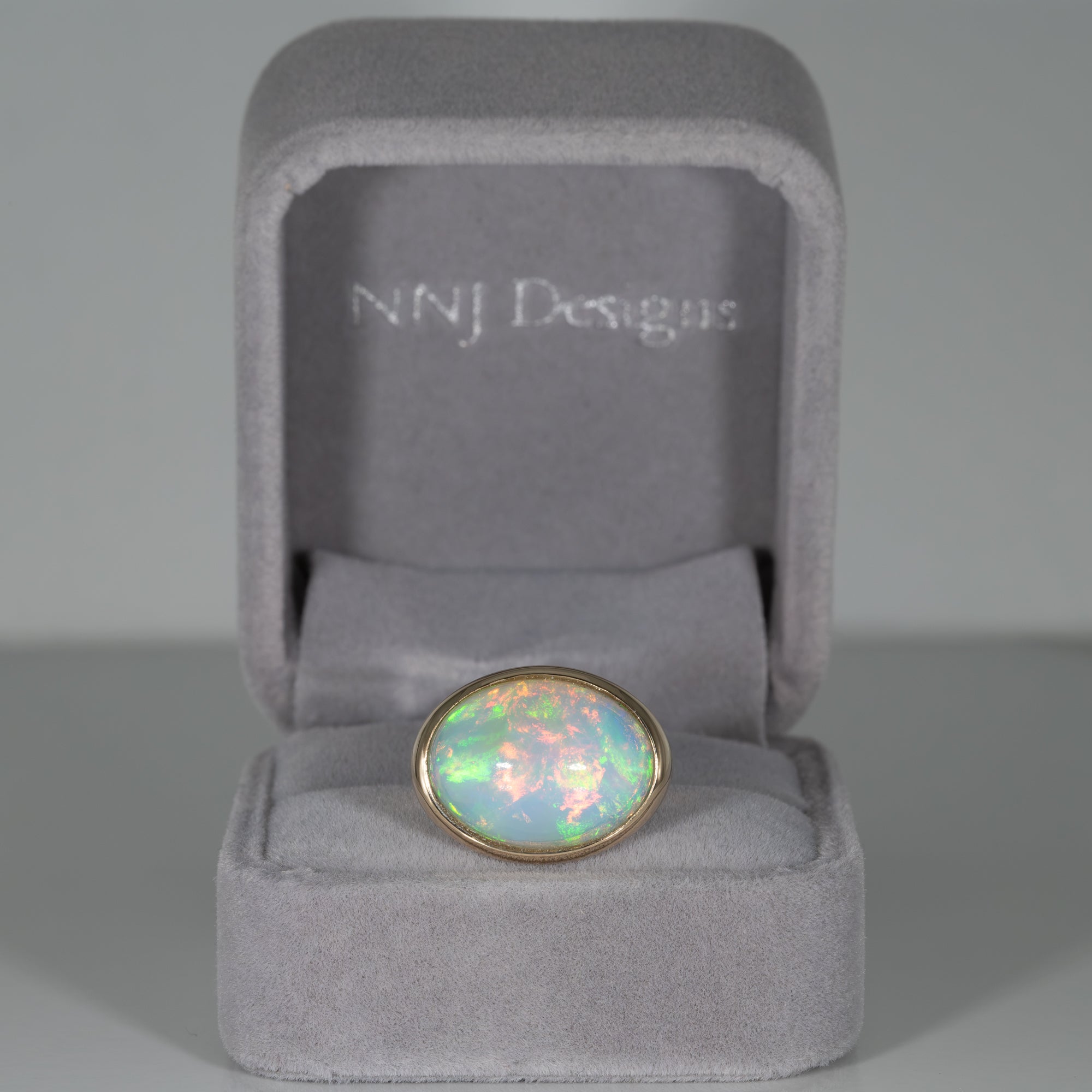 14K yellow gold ethiopian opal ring