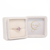Alexis Solid 14k Gold Pink Sapphire Ring with Natural Diamonds Accents, Kite Shaped