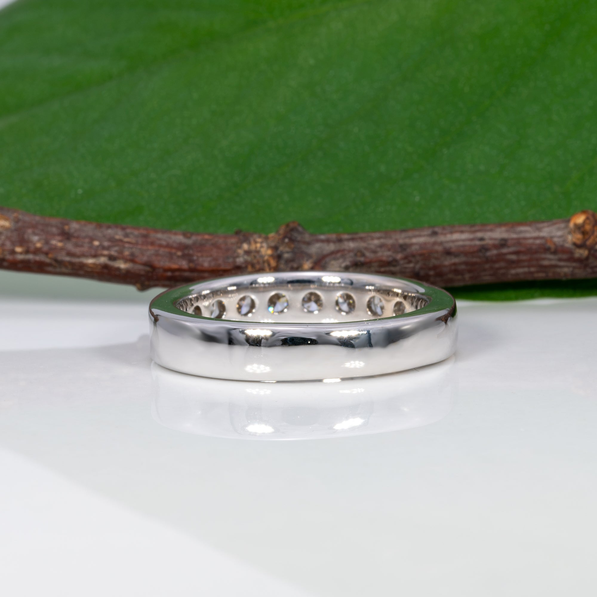 14K white gold diamond estate band