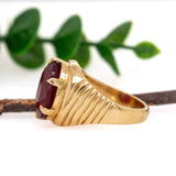 Estate 22K Solid Yellow Gold Ruby Ring | Oval 15x12mm