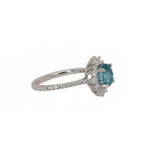 Amrita Solid 14k Gold Blue Zircon Ring with Natural Diamonds Accents, 6.6x6mm