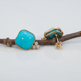 14K yellow gold sleeping beauty turquoise earrings