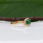 14K yellow gold tsavorite garnet ring with diamond accents