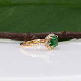 14K yellow gold tsavorite garnet ring with diamond accents