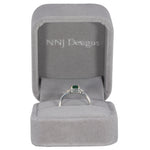 14K white gold Zambian emerald ring with diamond accents