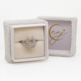 Modern East–West Emerald-Cut Semi-Mount Ring with Pavé Diamond Accents, Elegant 14K Gold Design Ready for Your Center Stone