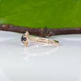 14K yellow gold black diamond ring