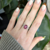 Cira Solid 14k Gold Star Ruby Ring with Natural Diamond Accents, Oval 10x8mm