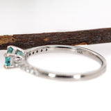Eve 14K White Gold Afghani Paraiba Color Tourmaline Diamond Ring | EM 5x3mm