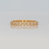 Diamond Band with Milgrain Detailing in Solid 14K Gold – Round Minimalist Fine Jewelry Wedding Band