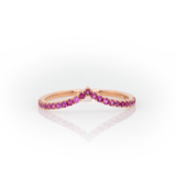 Pink Sapphire V Band Ring in Solid 14K Gold – Minimalist Chevron Design