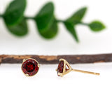 14K Gold Madagascar Red Garnet Martini Studs | Round 6mm