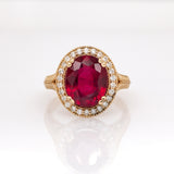 Yumi 14k Solid Yellow Gold Madagascar Ruby Natural Diamond Ring | Oval 12x10mm