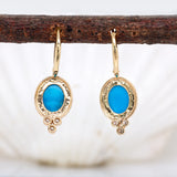 Skara 14K Yellow Gold Sleeping Beauty Turquoise and Diamond Earrings | OV 9x7mm