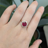 Nadira Madagascar Ruby Ring with Natural Diamonds Accents: 14k Solid Gold, Round 8mm