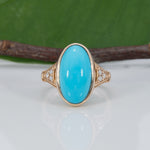 14K yellow gold sleeping beauty turquoise ring