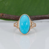 14K yellow gold sleeping beauty turquoise ring