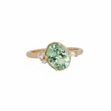 Eirlys Solid 14k Gold Green Tourmaline Ring with Natural Diamond Accents, 9x7mm