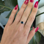 14K white gold indicolite tourmaline ring with diamond accents