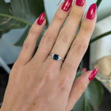 14K white gold indicolite tourmaline ring with diamond accents