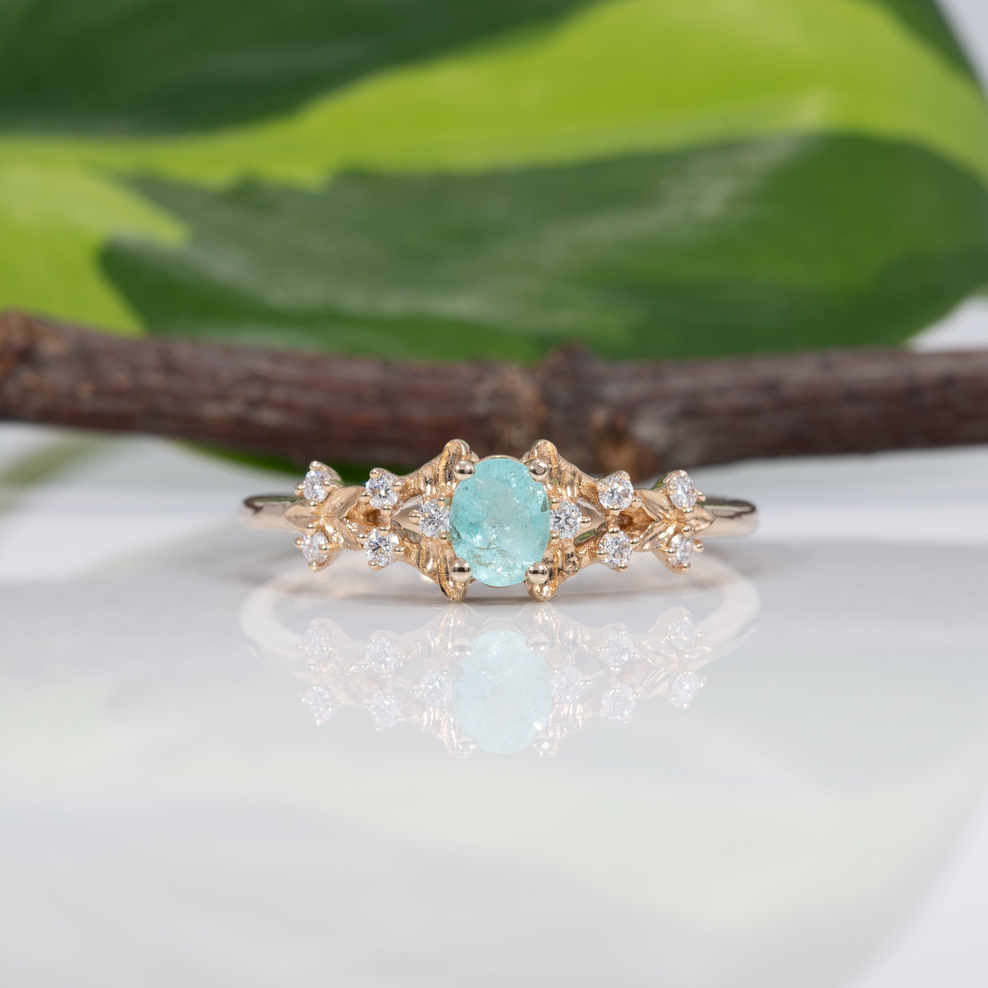 14K yellow gold paraiba tourmaline ring