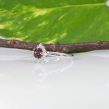 14K white gold red spinel ring with diamond halo