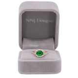 14K yellow gold tsavorite garnet ring with diamond accents
