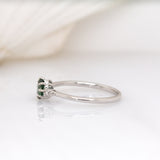 Qala 14K White Gold Ceylon Teal Sapphire and Diamond Ring | OV 5x4mm