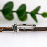 Sanvi 14K White Gold Alexandrite Diamond Ring | Oval 5x4mm