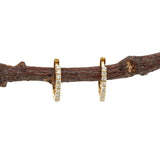 14K Yellow Gold Natural Diamond Huggies | Latch Back Closure